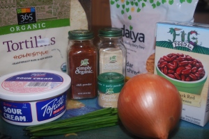 ingredients for bean and cheese quesadillas