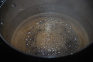 boiling the caramel sauce
